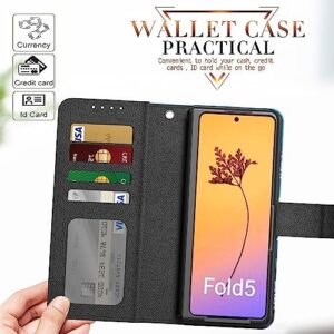 Singolas for Samsung Z Fold 5 Case, Samsung Z Fold 5 Wallet Case Card Holder Slots Cover Leather Flip Samsung Galaxy Z Fold 5 Case Protective Cover for Galaxy Z Fold 5 Case with Strap, Dragonfly