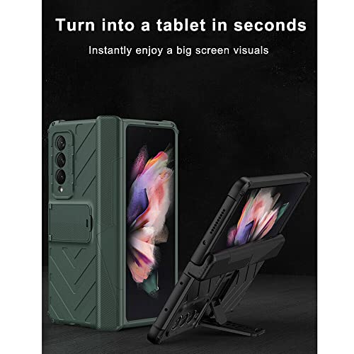 EAXER for Samsung Galaxy Z Fold 3 5G Case, Magnetic Hinge Protection Adjustment Kickstand Stand Shockproof Phone Case Cover (Silver)