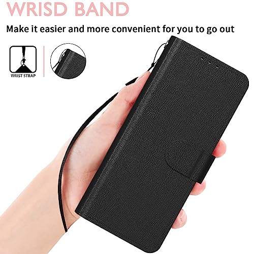 Singolas for Samsung Z Fold 5 Case, Samsung Z Fold 5 Wallet Case Card Holder Slots Cover Leather Flip Samsung Galaxy Z Fold 5 Case Protective Cover for Galaxy Z Fold 5 Case with Strap, Black