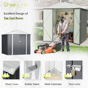 Greesum Metal Outdoor Storage Shed 6FT x 4FT, Steel Utility Tool Shed Storage House with Door & Lock, Metal Sheds Outdoor Storage for Backyard Garden Patio Lawn, Gray