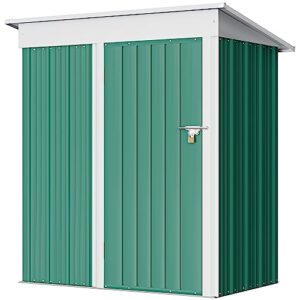 greesum metal outdoor storage shed 5ft x 3ft, steel utility tool shed storage house with door & lock, metal sheds outdoor storage for backyard garden patio lawn, green