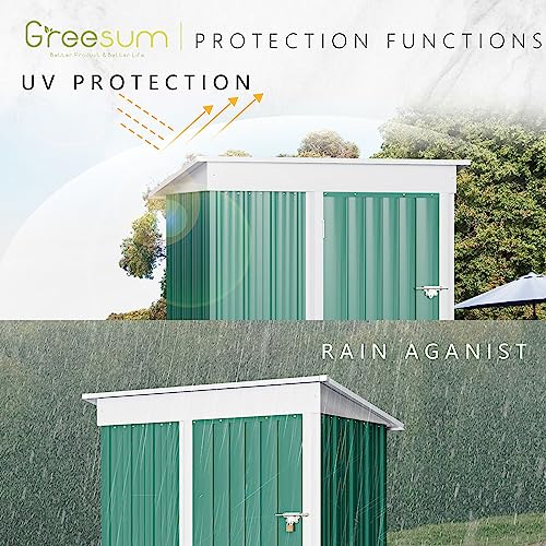 Greesum Metal Outdoor Storage Shed 5FT x 3FT, Steel Utility Tool Shed Storage House with Door & Lock, Metal Sheds Outdoor Storage for Backyard Garden Patio Lawn, Green