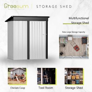 Greesum Metal Outdoor Storage Shed 5FT x 3FT, Steel Utility Tool Shed Storage House with Door & Lock, Metal Sheds Outdoor Storage for Backyard Garden Patio Lawn, White