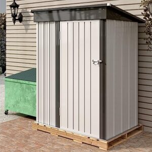 Greesum Metal Outdoor Storage Shed 5FT x 3FT, Steel Utility Tool Shed Storage House with Door & Lock, Metal Sheds Outdoor Storage for Backyard Garden Patio Lawn, White