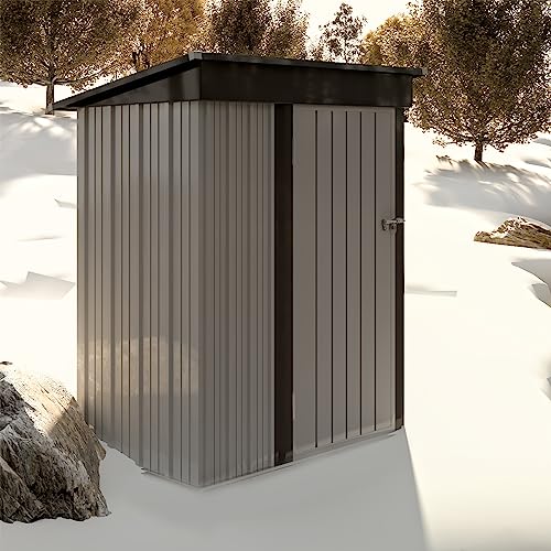 Greesum Metal Outdoor Storage Shed 5FT x 3FT, Steel Utility Tool Shed Storage House with Door & Lock, Metal Sheds Outdoor Storage for Backyard Garden Patio Lawn, White