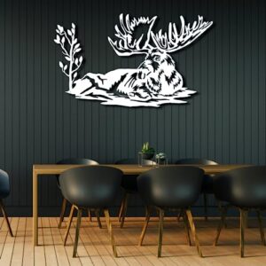 Fayholy Metal Wall Decor Deer, Wildlife Decor, Wildlife Lovers Gift, Metal Wall Art, Indoor Decor, Outdoor Decor, Wall Decor, Deer Art, Metal Deer Decor (Black, 17.72" x 10.63" | 45 x 27 cm)