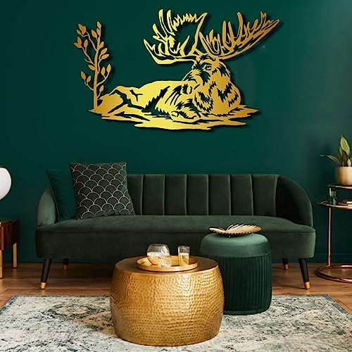 Fayholy Metal Wall Decor Deer, Wildlife Decor, Wildlife Lovers Gift, Metal Wall Art, Indoor Decor, Outdoor Decor, Wall Decor, Deer Art, Metal Deer Decor (Black, 17.72" x 10.63" | 45 x 27 cm)