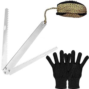 lhtht aquatic weed cutter for lakes and ponds,15m paracord + handle,2 pcs protective gloves folding weed razor aquatic plants cutter stainless steel water grass knife