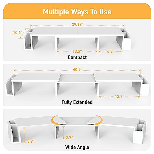 Simple Houseware Desk Dual Monitor Stand Riser with Drawer, White