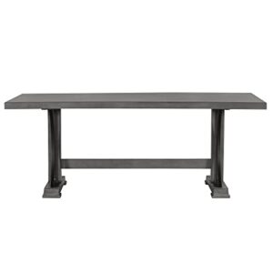 POCIYIHOME 78" Retro Style, Wood Farmhouse Rectangular Family Dinner, Seats up to 8, Indoor/Outdoor Dining, Kitchen Table (Gray)