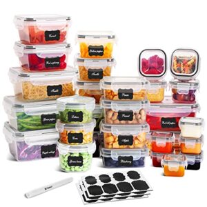 feshory [68 pack] airtight food storage containers with leakproof lids(34 containers & 34 lids), bpa free plastic meal prep containers microwave safe lunch containers kitchen organizers and storage