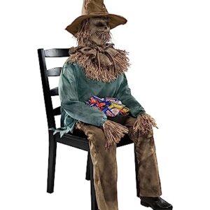 Spirit Halloween 4.5 Ft Scary Sitting Scarecrow Animatronic | Decorations | Animated | Pop-up Motion | Scarecrow Prop