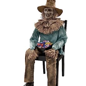 Spirit Halloween 4.5 Ft Scary Sitting Scarecrow Animatronic | Decorations | Animated | Pop-up Motion | Scarecrow Prop