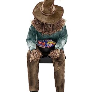 Spirit Halloween 4.5 Ft Scary Sitting Scarecrow Animatronic | Decorations | Animated | Pop-up Motion | Scarecrow Prop