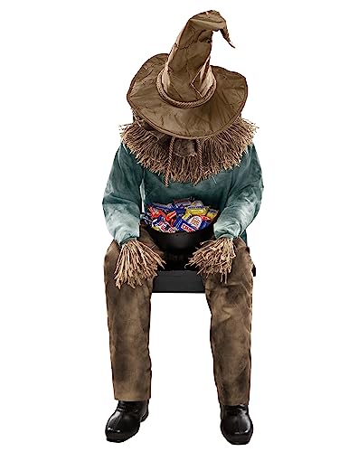 Spirit Halloween 4.5 Ft Scary Sitting Scarecrow Animatronic | Decorations | Animated | Pop-up Motion | Scarecrow Prop