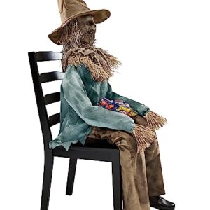 Spirit Halloween 4.5 Ft Scary Sitting Scarecrow Animatronic | Decorations | Animated | Pop-up Motion | Scarecrow Prop
