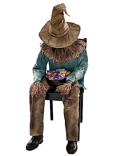 Spirit Halloween 4.5 Ft Scary Sitting Scarecrow Animatronic | Decorations | Animated | Pop-up Motion | Scarecrow Prop