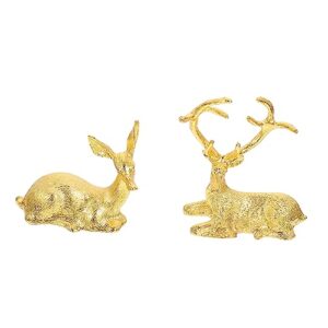 dechous reindeer statue 2pcs ornaments nativity ornaments for themed party favor simulation elk ornament luxury gift wrought iron alloy metal deer statue figurine