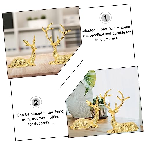 DECHOUS Reindeer Statue 2pcs Ornaments Nativity Ornaments for Themed Party Favor Simulation Elk Ornament Luxury Gift Wrought Iron Alloy Metal Deer Statue Figurine