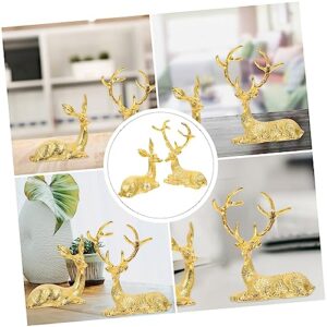 DECHOUS Reindeer Statue 2pcs Ornaments Nativity Ornaments for Themed Party Favor Simulation Elk Ornament Luxury Gift Wrought Iron Alloy Metal Deer Statue Figurine