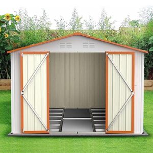 10 x 8 ft storage shed,outdoor storage shed metal shed with floor frame,outdoor shed for yard patio lawn,perfect to store pool furniture,bike,garbage can