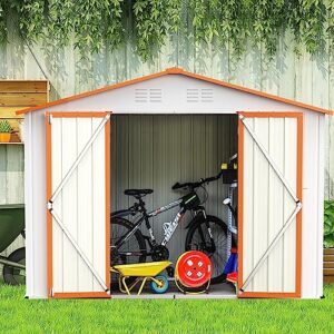 10 x 8 Ft Storage Shed,Outdoor Storage Shed Metal Shed with Floor Frame,Outdoor Shed for Yard Patio Lawn,Perfect to Store Pool Furniture,Bike,Garbage Can