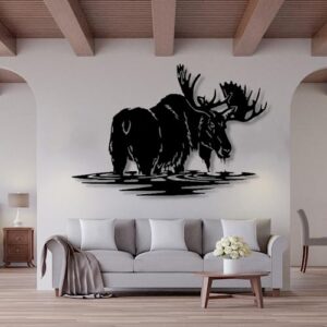 metal wall decor, wild deer wall art, gift for wildlife lovers, natural living wall decor, suitable for indoor and outdoor, entryway decor,metal deer wall art (black, 13" x 9" / 31 x 27 cm)