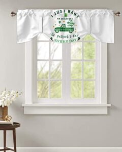 tie up curtain valances window topper,shade valance for kitchen windows st. patrick's day plaid truck with clover and gold coins rod pocket tie-up curtains window treatment drapes white 42"x18"