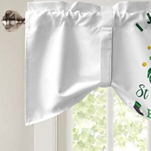 Tie Up Curtain Valances Window Topper,Shade Valance for Kitchen Windows St. Patrick's Day Plaid Truck with Clover and Gold Coins Rod Pocket Tie-up Curtains Window Treatment Drapes White 42"x18"