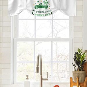 Tie Up Curtain Valances Window Topper,Shade Valance for Kitchen Windows St. Patrick's Day Plaid Truck with Clover and Gold Coins Rod Pocket Tie-up Curtains Window Treatment Drapes White 42"x18"