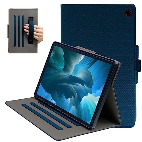 Case for Amazon Fire Max 11, Fire Max 11 Case Full Protective Case Cover, Built-in Wrist Strap, Foldable Stand (Dark Blue)