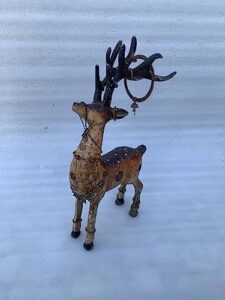 statue metal deer figurine, vintage old hand painted deer statues collectibles sculpture for home decor and showpiece statue - 14.5"