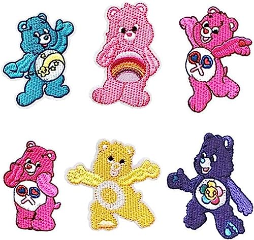 Carebears Cartoon Characters Embroidered Iron on Patch Set of 6