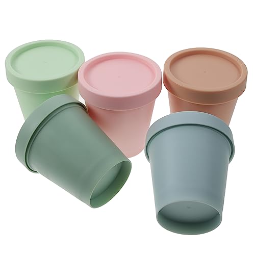 UPKOCH 5pcs Ice Cream Container Parfait Containers Plastic Storage Tubs Round Container with Lid Ice Cream Container with Lid Freezer Storage Tub Ice Cream Pails Freezer Containers Pp