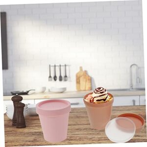 UPKOCH 5pcs Ice Cream Container Parfait Containers Plastic Storage Tubs Round Container with Lid Ice Cream Container with Lid Freezer Storage Tub Ice Cream Pails Freezer Containers Pp