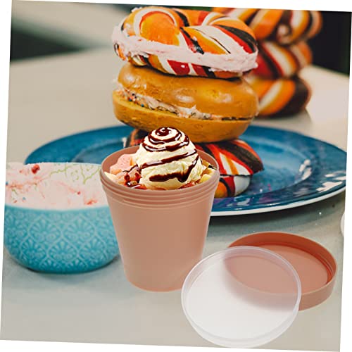 UPKOCH 5pcs Ice Cream Container Parfait Containers Plastic Storage Tubs Round Container with Lid Ice Cream Container with Lid Freezer Storage Tub Ice Cream Pails Freezer Containers Pp