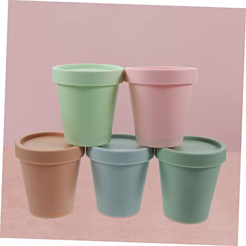 UPKOCH 5pcs Ice Cream Container Parfait Containers Plastic Storage Tubs Round Container with Lid Ice Cream Container with Lid Freezer Storage Tub Ice Cream Pails Freezer Containers Pp