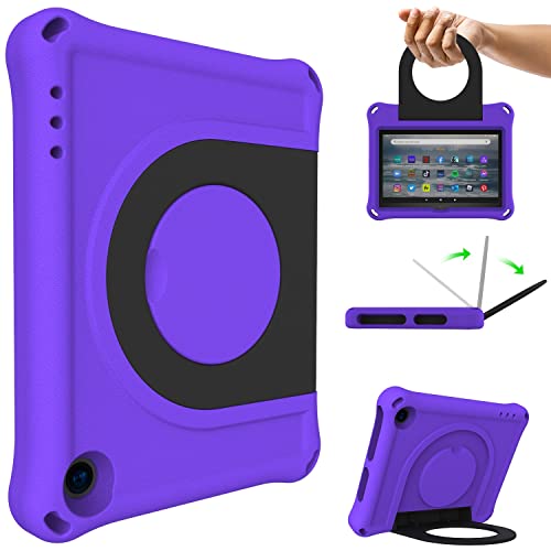 Tablet PC Case Kids Case Compatible with Kindle Fire DH 7 (2022),Fire DH 7",Shockproof Lightweight Dropproof Stand Handle EVA Tablet Case Tablet Home (Color : Purple)