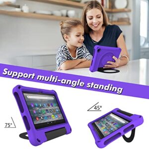 Tablet PC Case Kids Case Compatible with Kindle Fire DH 7 (2022),Fire DH 7",Shockproof Lightweight Dropproof Stand Handle EVA Tablet Case Tablet Home (Color : Purple)