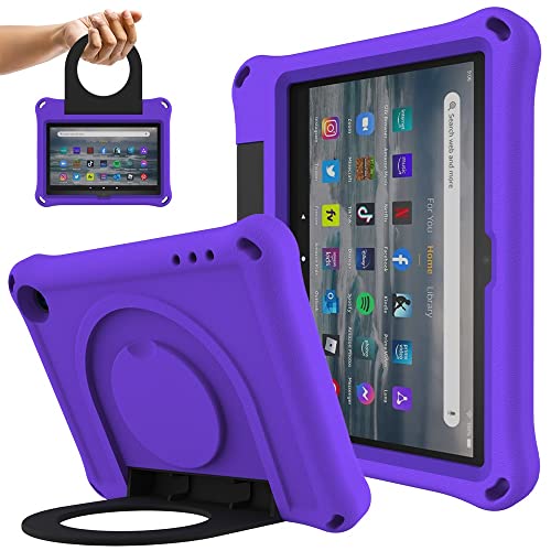 Tablet PC Case Kids Case Compatible with Kindle Fire DH 7 (2022),Fire DH 7",Shockproof Lightweight Dropproof Stand Handle EVA Tablet Case Tablet Home (Color : Purple)