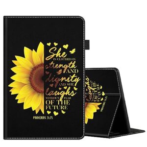 case cover for kindle fire 7 tablet (9th/7th/5th generation, 2019/2017/2015 release), slim folding stand cover with auto wake/sleep, sunflower christian bible