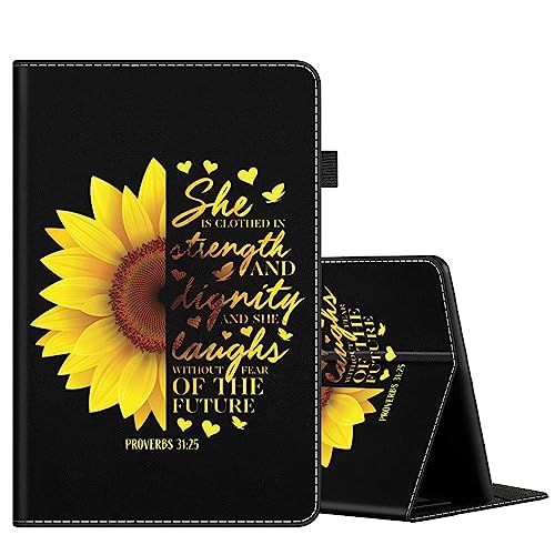 Case Cover for Kindle Fire 7 Tablet (9th/7th/5th Generation, 2019/2017/2015 Release), Slim Folding Stand Cover with Auto Wake/Sleep, Sunflower Christian Bible