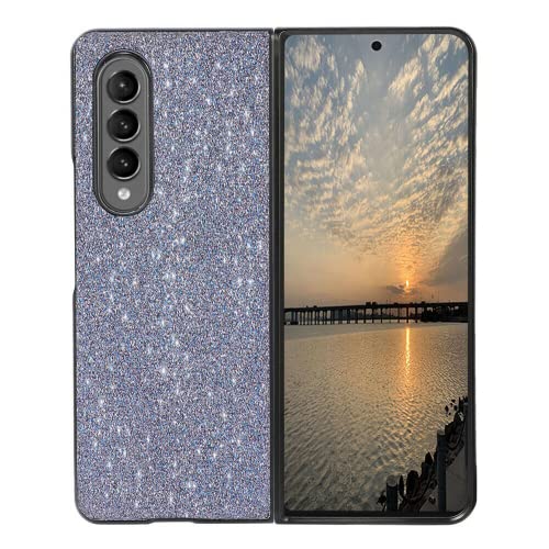 EAXER Compatible with Samsung Galaxy Z Fold 3 5G Case, Heavy Duty Luxury Glitter PU Leather Anti Scratch Shockproof Case Protective Cover (Black)