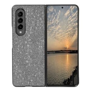EAXER Compatible with Samsung Galaxy Z Fold 3 5G Case, Heavy Duty Luxury Glitter PU Leather Anti Scratch Shockproof Case Protective Cover (Black)