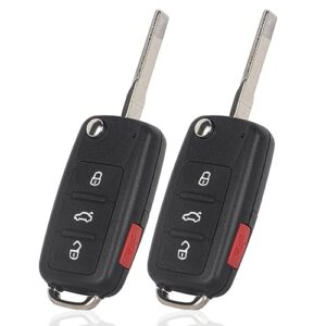 montgopest key fob keyless entry remote compatible with vw volkswagen 2011-2016 cc eos golf gti jetta tiguan touareg/2012-2016 beetle passat passat cc nbg010180t 4 buttons flip key- pack of 2