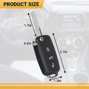 Montgopest Key Fob Keyless Entry Remote Compatible with VW Volkswagen 2011-2016 CC Eos Golf GTI Jetta Tiguan Touareg/2012-2016 Beetle Passat Passat CC NBG010180T 4 Buttons Flip Key- Pack of 2