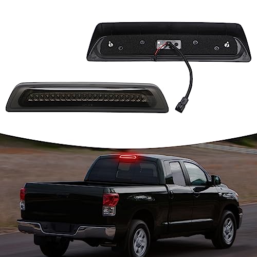 AUYICH LED Third Brake Light Compatible with Tundra 2007-2021, Rear Center High Mount Stop Light, F1 Style Strobe Roof Cargo Lamp, 3rd Brake Light Assembly Replace, Smoked Lens, Plug&Play, Waterproof