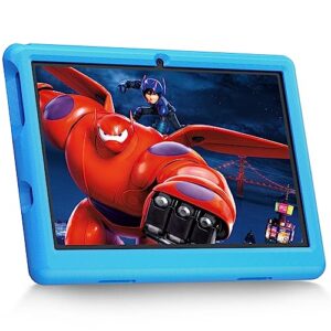anyway.go tablet for kids 10 inch kids tablet android 12 tablet 2gb 32gb children learning tablet, parent controls, kidoz pre-installed bluetooth wifi tablet kids with shock-proof case (blue)