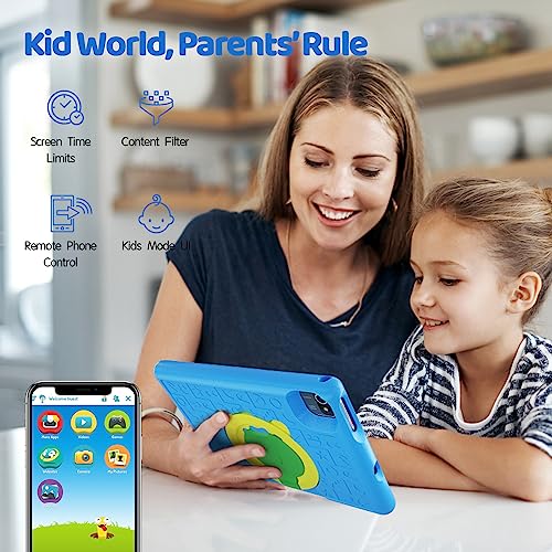 ANYWAY.GO Tablet for Kids 10 inch Kids Tablet Android 12 Tablet 2GB 32GB Children Learning Tablet, Parent Controls, Kidoz Pre-Installed Bluetooth WiFi Tablet Kids with Shock-Proof Case (Blue)