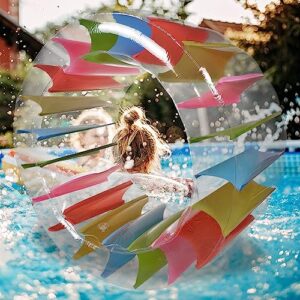 MorTime Inflatable Roller Float, 65'' Colorful Water Wheel, Swimming Pool Roller Toy for Kids and Adults Outdoors